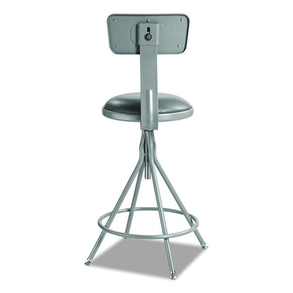 6500 Series Height Adj Heavy Duty Vinyl Swivel Stool with Backrest, Supports Up to 500 lb, 24" to 30" Seat Height, Gray