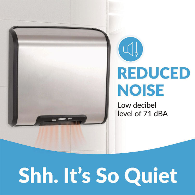 TrimLineSeries QuietDry Surface-Mounted ADA Automatic Hand Dryer, 115 V, 13.6 x 5.1 x 14.9, Satin Stainless Steel