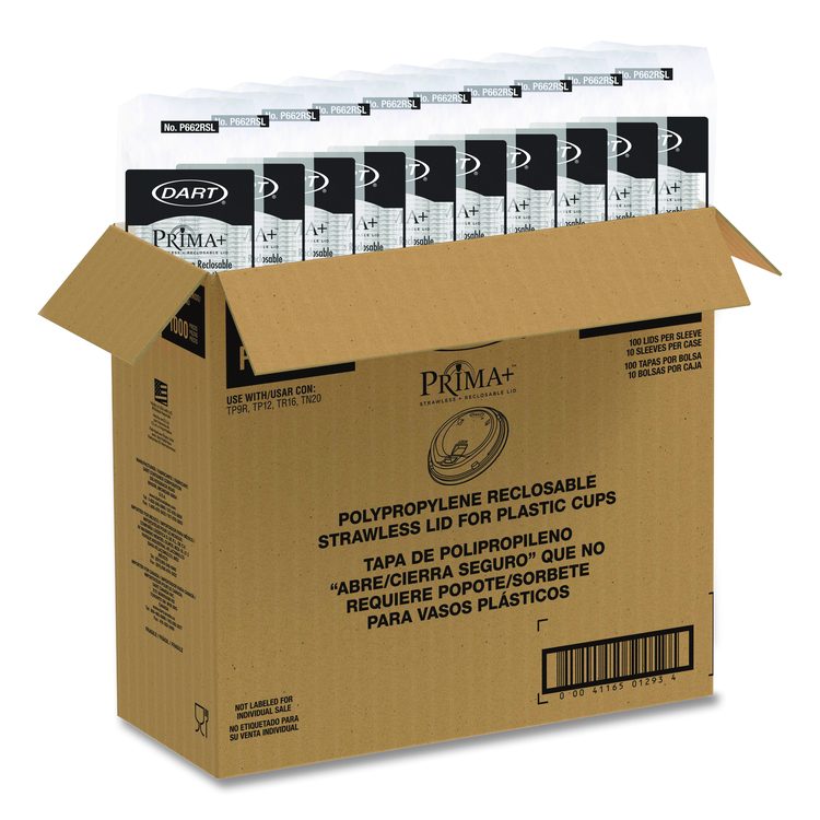 Prima Strawless Plastic Lids, Fits 9 oz to 20 oz Cold Cups, Clear, 1,000/Carton