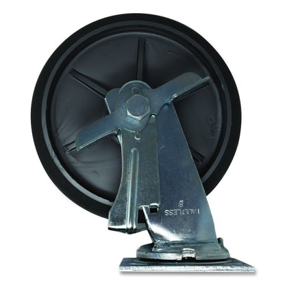 8" Swivel Caster with Brake for Housekeeping Cart, Mount Plate Stem, 8" Wheel, B/Silver, Set