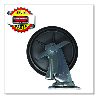 8" Swivel Caster with Brake for Housekeeping Cart, Mount Plate Stem, 8" Wheel, B/Silver, Set