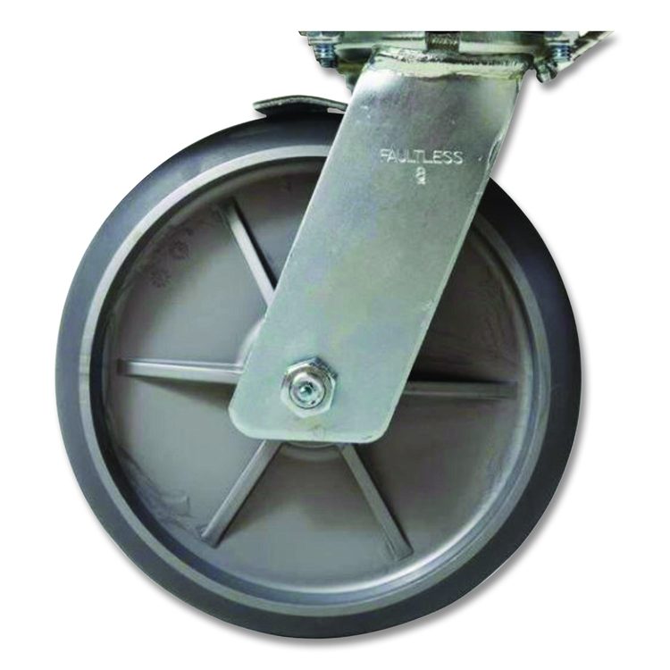 8" Swivel Caster with Brake for Housekeeping Cart, Mount Plate Stem, 8" Wheel, B/Silver, Set