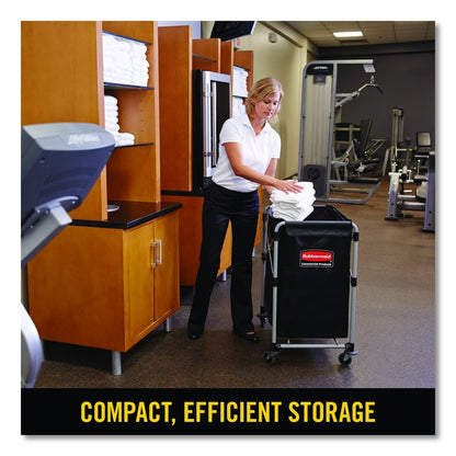 One-Compartment Collapsible X-Cart, Synthetic Fabric, 4.98 cu ft Bin, 20.33" x 24.1" x 34", Black/Silver