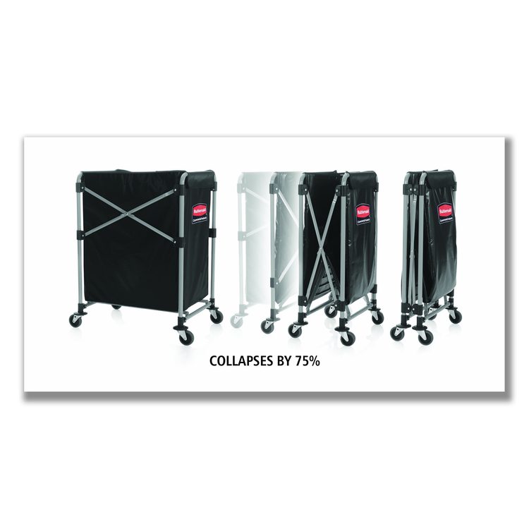 One-Compartment Collapsible X-Cart, Synthetic Fabric, 4.98 cu ft Bin, 20.33" x 24.1" x 34", Black/Silver