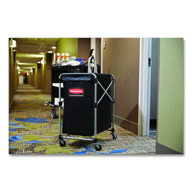 One-Compartment Collapsible X-Cart, Synthetic Fabric, 4.98 cu ft Bin, 20.33" x 24.1" x 34", Black/Silver
