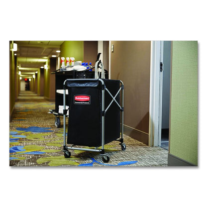 One-Compartment Collapsible X-Cart, Synthetic Fabric, 4.98 cu ft Bin, 20.33" x 24.1" x 34", Black/Silver