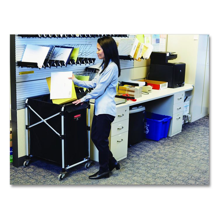 One-Compartment Collapsible X-Cart, Synthetic Fabric, 4.98 cu ft Bin, 20.33" x 24.1" x 34", Black/Silver