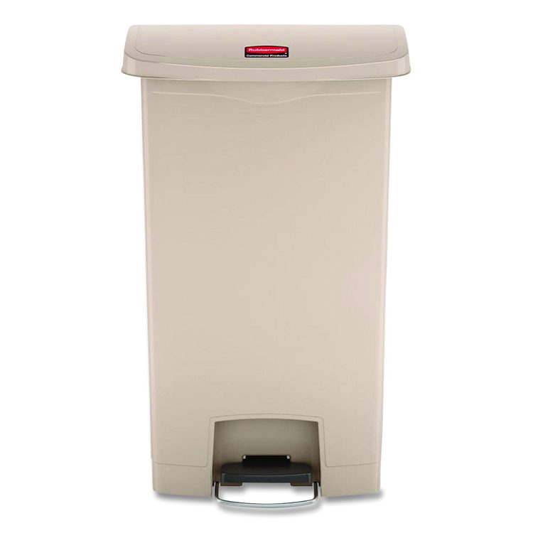 Streamline Resin Step-On Container, Front Step Style, 18 gal, Polyethylene, Beige