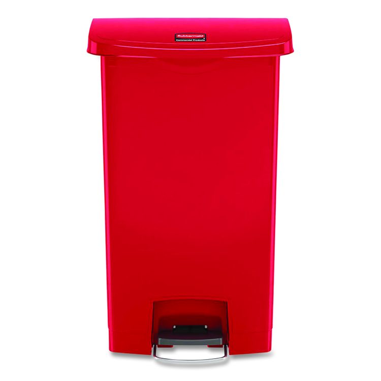 Streamline Resin Step-On Container, Front Step Style, 13 gal, Polyethylene, Red