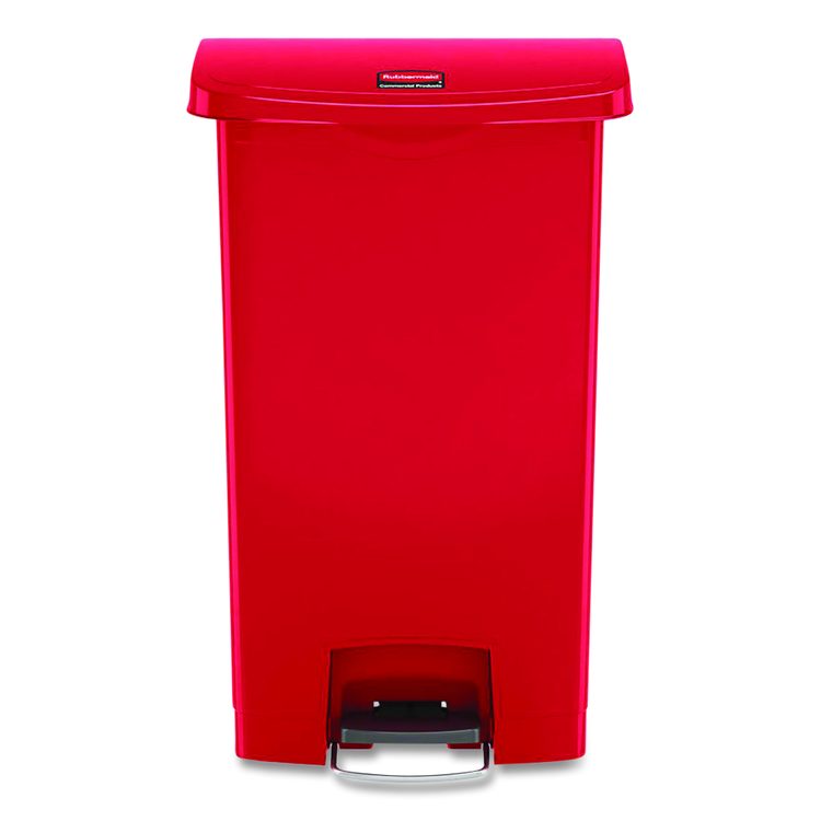 Streamline Resin Step-On Container, Front Step Style, 18 gal, Polyethylene, Red