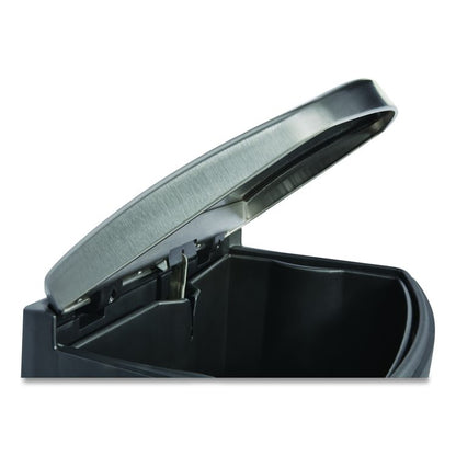 Slim Jim Stainless Steel Step-On Container, Front Step Style, 24 gal, Stainless Steel, Black