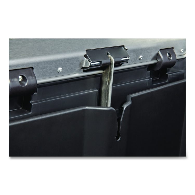 Slim Jim Stainless Steel Step-On Container, Front Step Style, 24 gal, Stainless Steel, Black