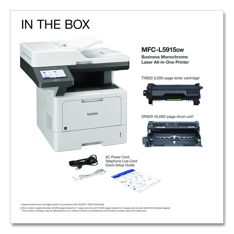 MFC-L5915DW Business Monochrome AIO Laser Printer, Copy/Fax/Print/Scan