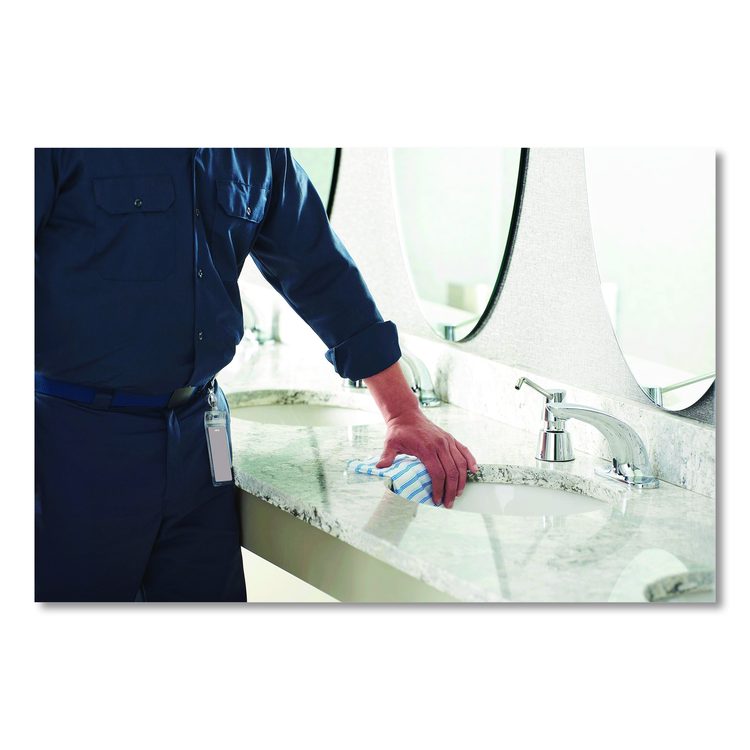 Disposable Microfiber Cleaning Cloths, 12 x 12, White/Blue Stripe, 600/Carton