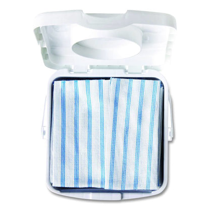 Disposable Microfiber Cleaning Cloths, 12 x 12, White/Blue Stripe, 600/Carton