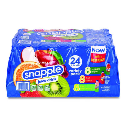 Juice Drink Variety Pack, Snapple Apple, Fruit Punch, Kiwi Strawberry, 20 oz Bottle, 24/Carton