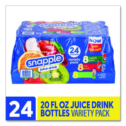 Juice Drink Variety Pack, Snapple Apple, Fruit Punch, Kiwi Strawberry, 20 oz Bottle, 24/Carton