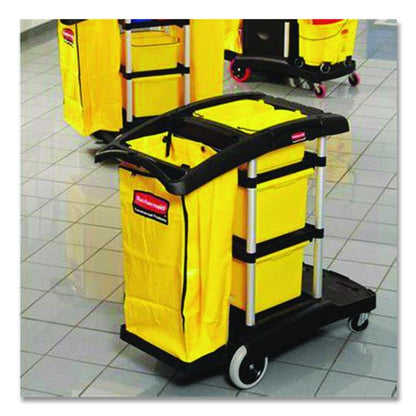 HYGEN Microfiber Healthcare Cleaning Cart, Plastic, 3 Shelves, 5 Bins, 22" x 48.25" x 44", Yellow/Black/Silver