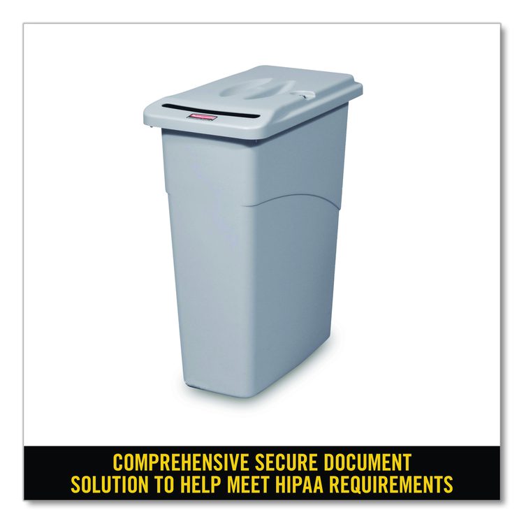 Slim Jim Confidential Document Waste Receptacle with Lid, 23 gal, Light Gray