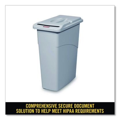 Slim Jim Confidential Document Waste Receptacle with Lid, 23 gal, Light Gray