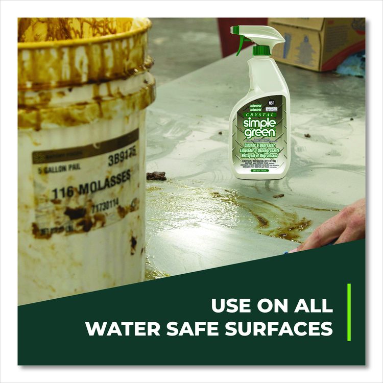 Crystal Industrial Cleaner/Degreaser, 24 oz Spray Bottle, 12/Carton
