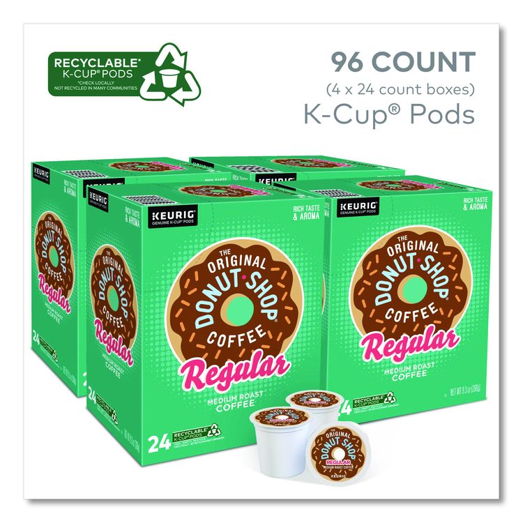 Donut Shop Coffee K-Cups, Regular, 96/Carton