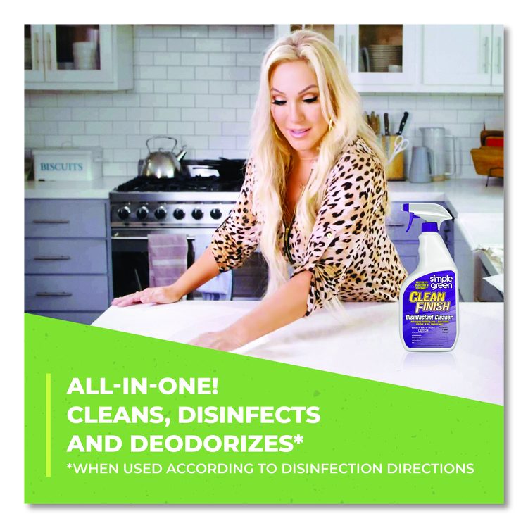 Clean Finish Disinfectant Cleaner, Herbal Scent, 32 oz Spray Bottle, 12/Carton