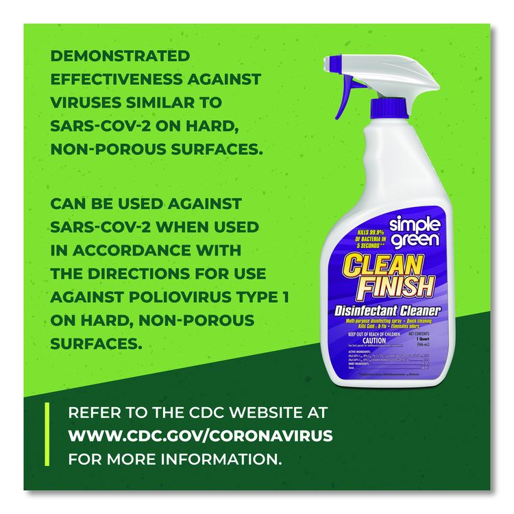 Clean Finish Disinfectant Cleaner, Herbal Scent, 32 oz Spray Bottle, 12/Carton