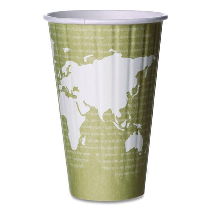 World Art Renewable and Compostable Insulated Hot Cups, 16 oz, Paper, Brown/White, 40/Pack, 15 Packs/Carton
