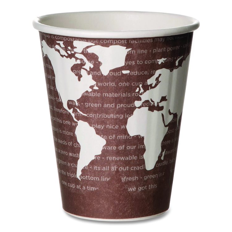 World Art Renewable and Compostable Insulated Hot Cups, 8 oz, Paper, Brown/White, 40/Pack, 20 Packs/Carton