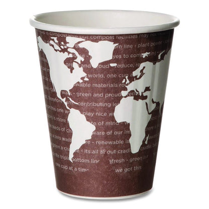 World Art Renewable and Compostable Insulated Hot Cups, 8 oz, Paper, Brown/White, 40/Pack, 20 Packs/Carton