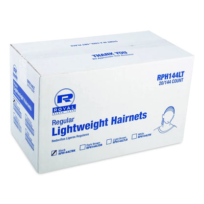 Lightweight Latex-Free Hairnets, Nylon, 24", Black, 144/Box, 20 Boxes/Carton