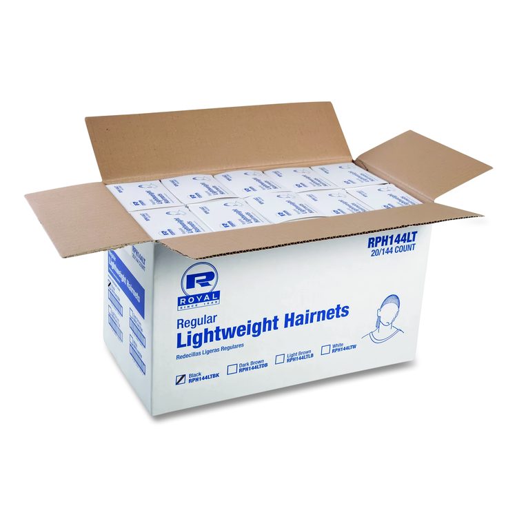 Lightweight Latex-Free Hairnets, Nylon, 24", Black, 144/Box, 20 Boxes/Carton