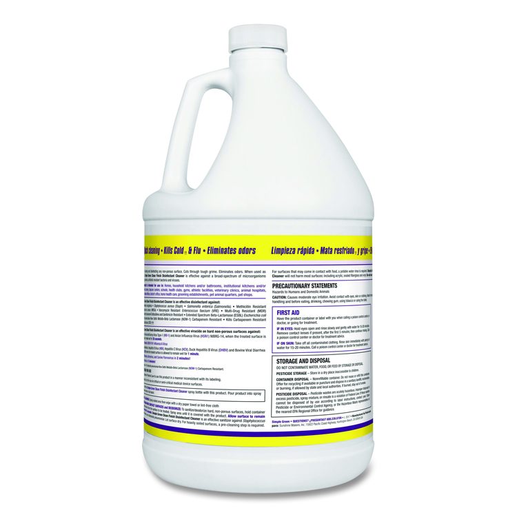 Clean Finish Disinfectant Cleaner, Herbal Scent, 1 gal Bottle, 4/Carton
