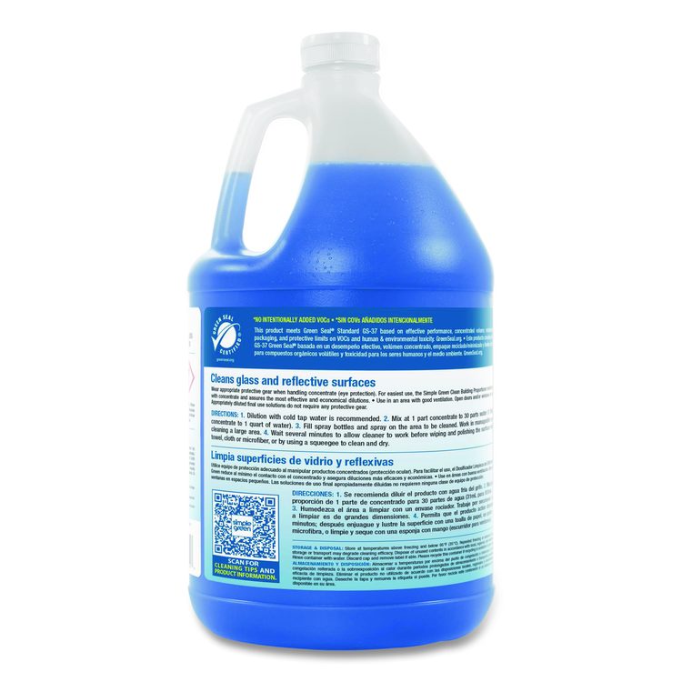 Clean Building Glass Cleaner Concentrate, 1 gal Bottle, 2/Carton
