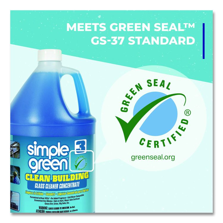 Clean Building Glass Cleaner Concentrate, 1 gal Bottle, 2/Carton