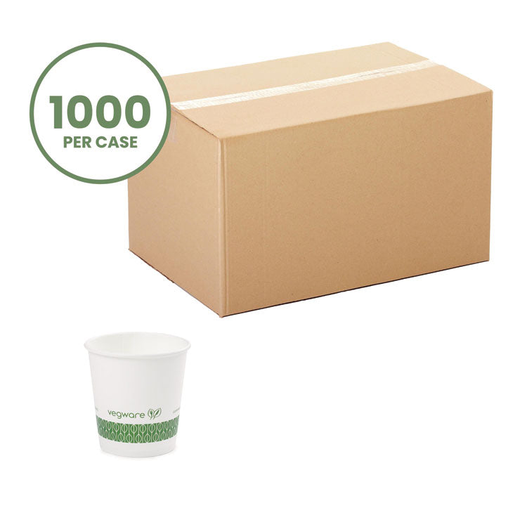 62-Series Compostable Hot Cups, 4 oz, Paper, White, 1,000/Carton