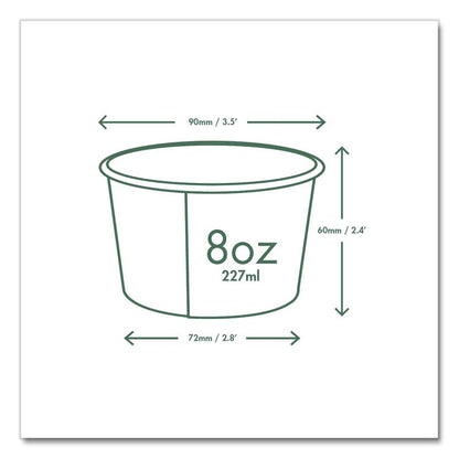 Soup Containers, 8 oz, 3.5" Diameter x 2.4" h, White/Green, Paper, 1,000/Carton