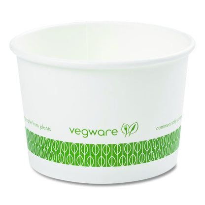 Soup Containers, 8 oz, 3.5" Diameter x 2.4" h, White/Green, Paper, 1,000/Carton