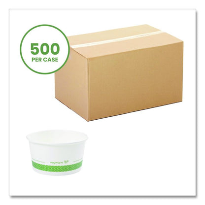 Soup Containers, 12 oz, 4.5" Diameter x 2.5" h, White/Green, Paper, 500/Carton