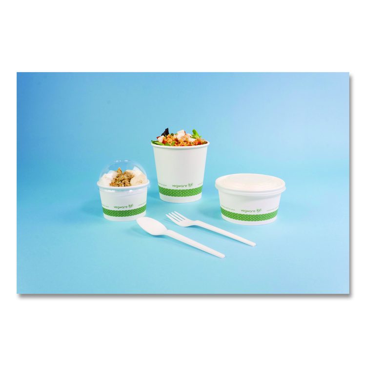 Soup Containers, 12 oz, 4.5" Diameter x 2.5" h, White/Green, Paper, 500/Carton