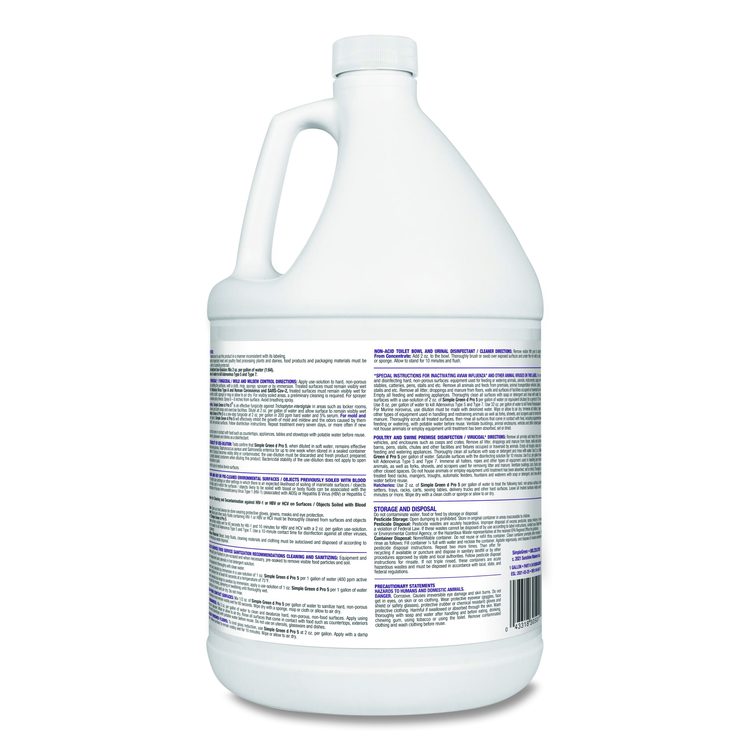 d Pro 5 Disinfectant, Unscented, 1 gal Bottle