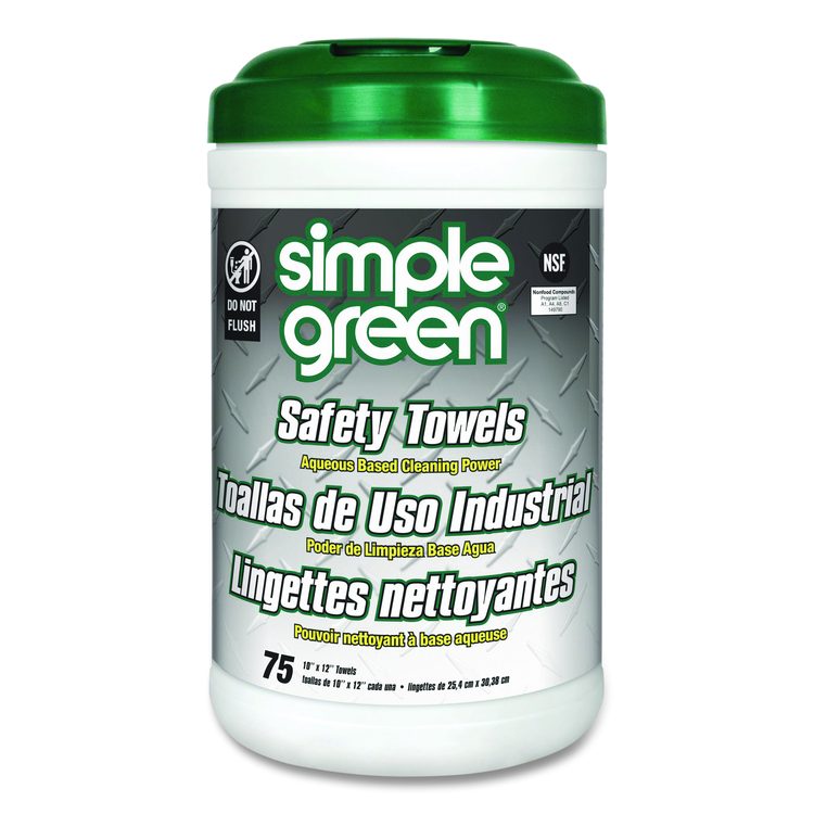 Safety Towels, 1-Ply, 10 x 12, White, Unscented, 75/Canister, 6 Canisters/Carton