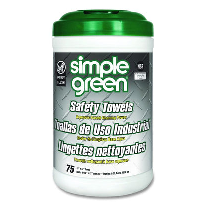 Safety Towels, 1-Ply, 10 x 12, White, Unscented, 75/Canister