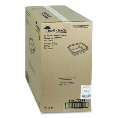 EarthChoice Tamper Evident Recycled Hinged Lid Deli Container, 24 oz, 7.25 x 6.37 x 2, Clear, Plastic, 231/Carton