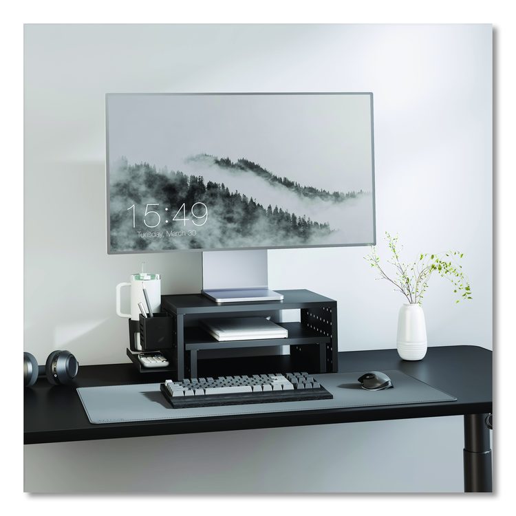 Pegboard Riser, For 32" Monitors, 15.9 x 11.8 x 7.3, Black, Supports 20 lbs