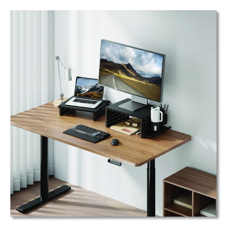 Pegboard Riser, For 32" Monitors, 15.9 x 11.8 x 7.3, Black, Supports 20 lbs