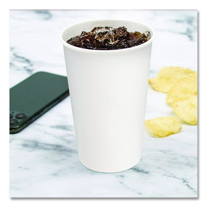 Double Sided Poly (DSP) Paper Cold Cups, 16 oz, White, 50 Cups/Sleeve, 20 Sleeves/Carton
