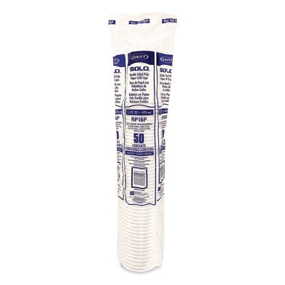 Double Sided Poly (DSP) Paper Cold Cups, 16 oz, White, 50 Cups/Sleeve, 20 Sleeves/Carton