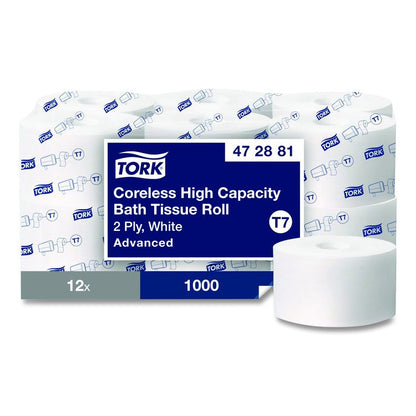 Advanced Coreless High Capacity Bath Tissue, 2-Ply, White, 1,000 Sheets/Roll, 12 Rolls/Carton